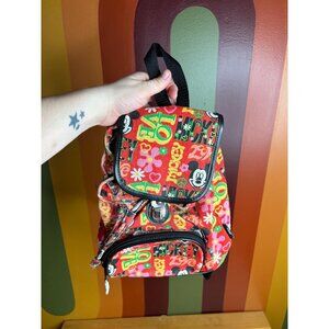 Vintage Mickey Mouse purse backpack bag peace love hippy red 90s Y2K